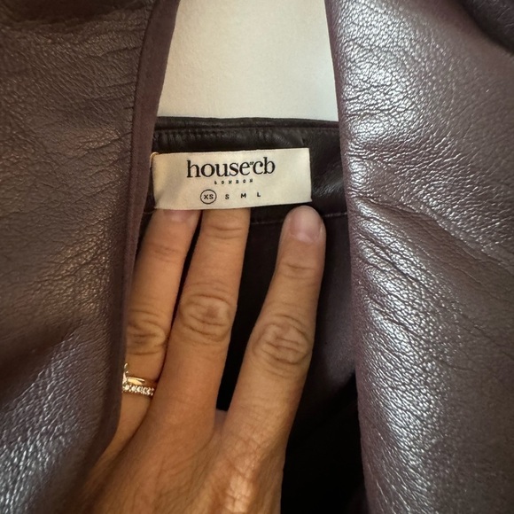 House of CB Olivia BITTER CHOCOLATE VEGAN LEATHER MINI DRESS Size xs - Picture 9 of 9